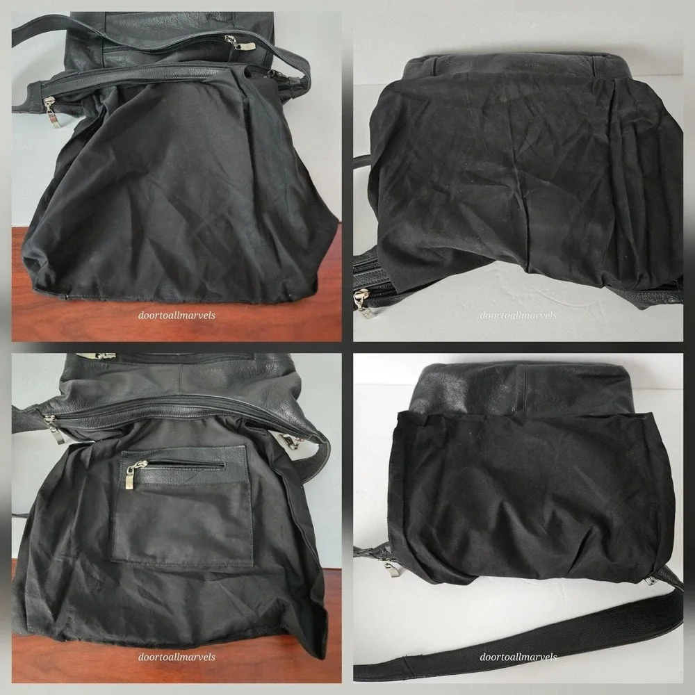VTG Carroll Leather Hobo Bag Black Soft  12